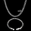 5MM Stainless Steel Figaro Chain and Bracelet Set Silver