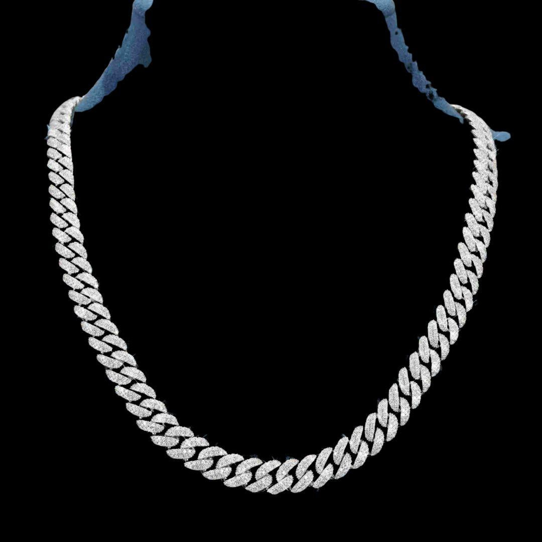 10MM D-E VVS Moissanite Iced Cuban Link Necklace in 14K Gold