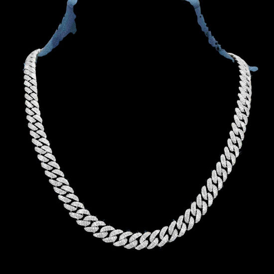 10MM D-E VVS Moissanite Iced Cuban Link Necklace in 14K Gold