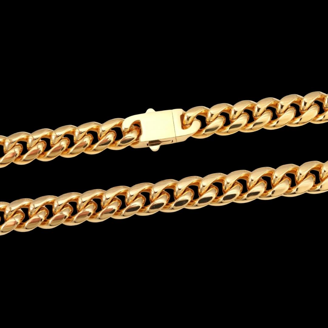 10MM 14K Gold Cuban Chain and Bracelet Set