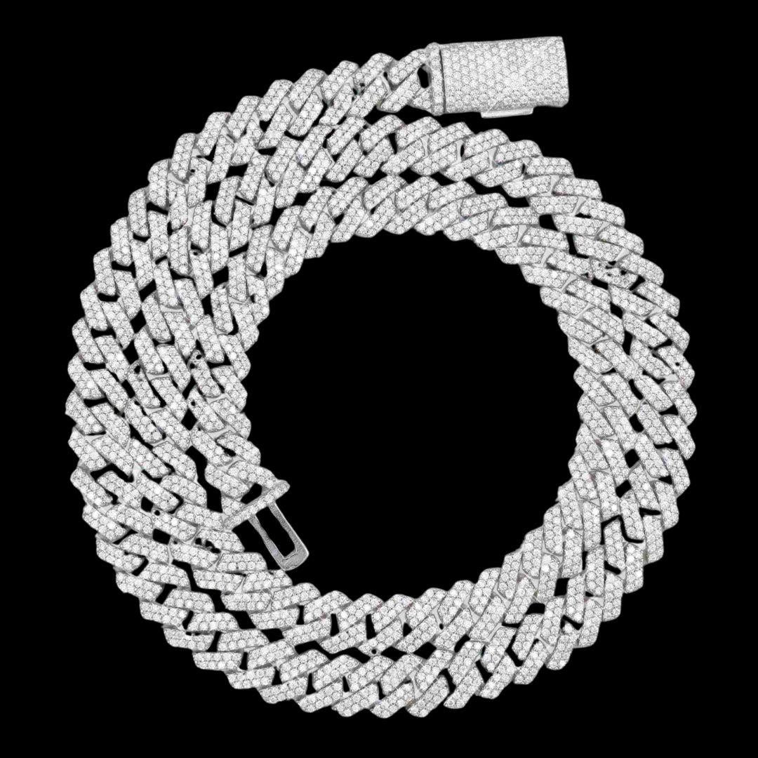 8MM Prong-Set Moissanite Cuban Link Chain 14K White Gold