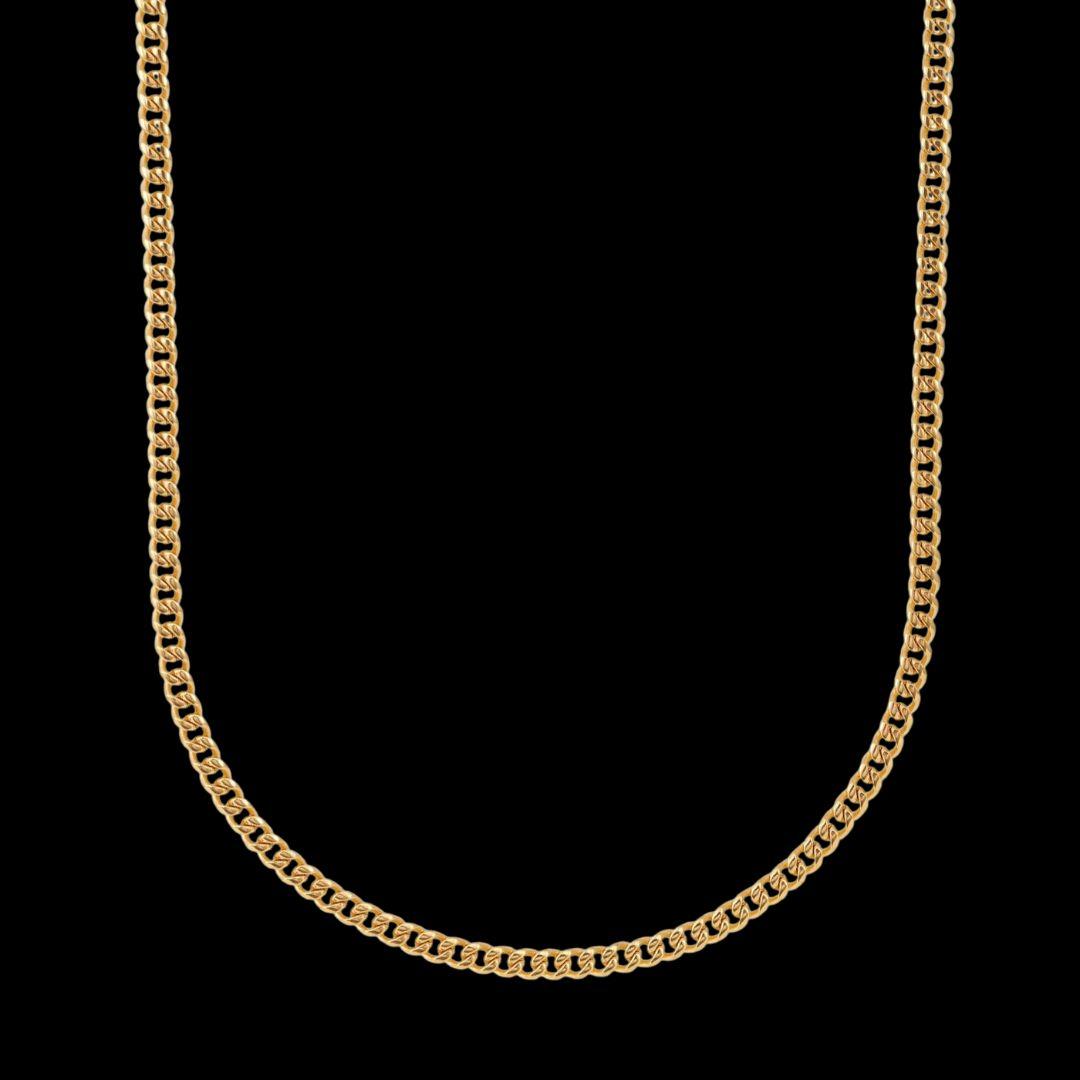 3mm Cuban Link Chain and Bracelet Set in Gold