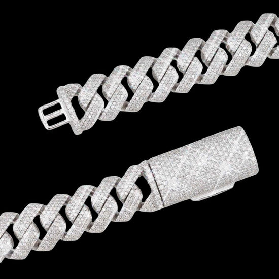 15MM 4-Row Moissanite Cuban Link Chain 14K Gold