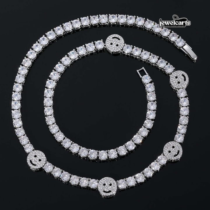 5mm Round Moissanite Tennis Chain JoyLink in 14K White Gold Front View