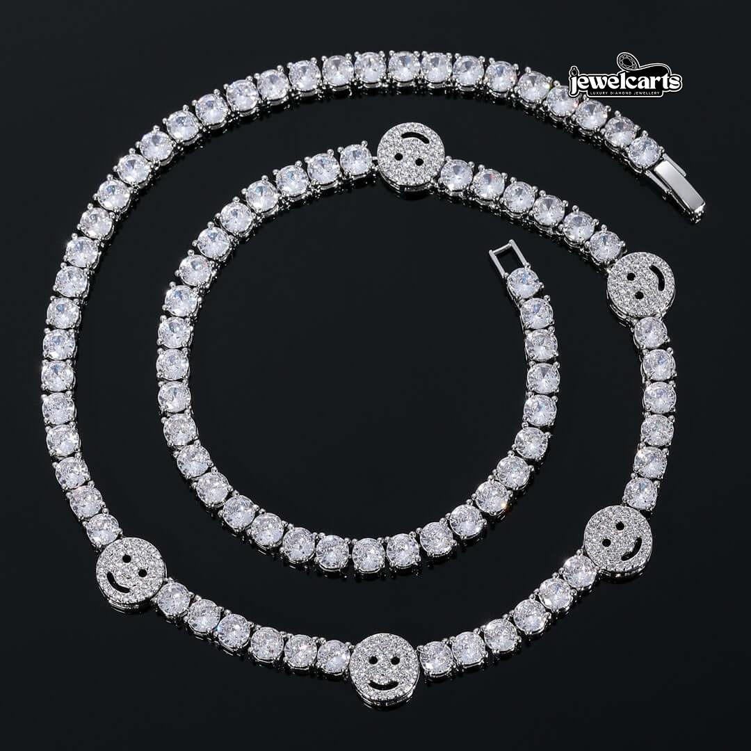 5mm Round Moissanite Tennis Chain JoyLink in 14K White Gold Front View