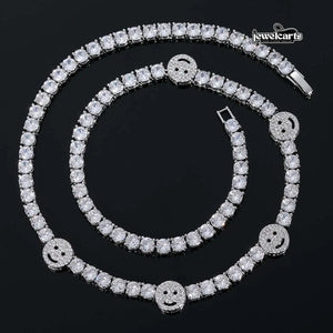 5mm Round Moissanite Tennis Chain JoyLink in 14K White Gold Front View