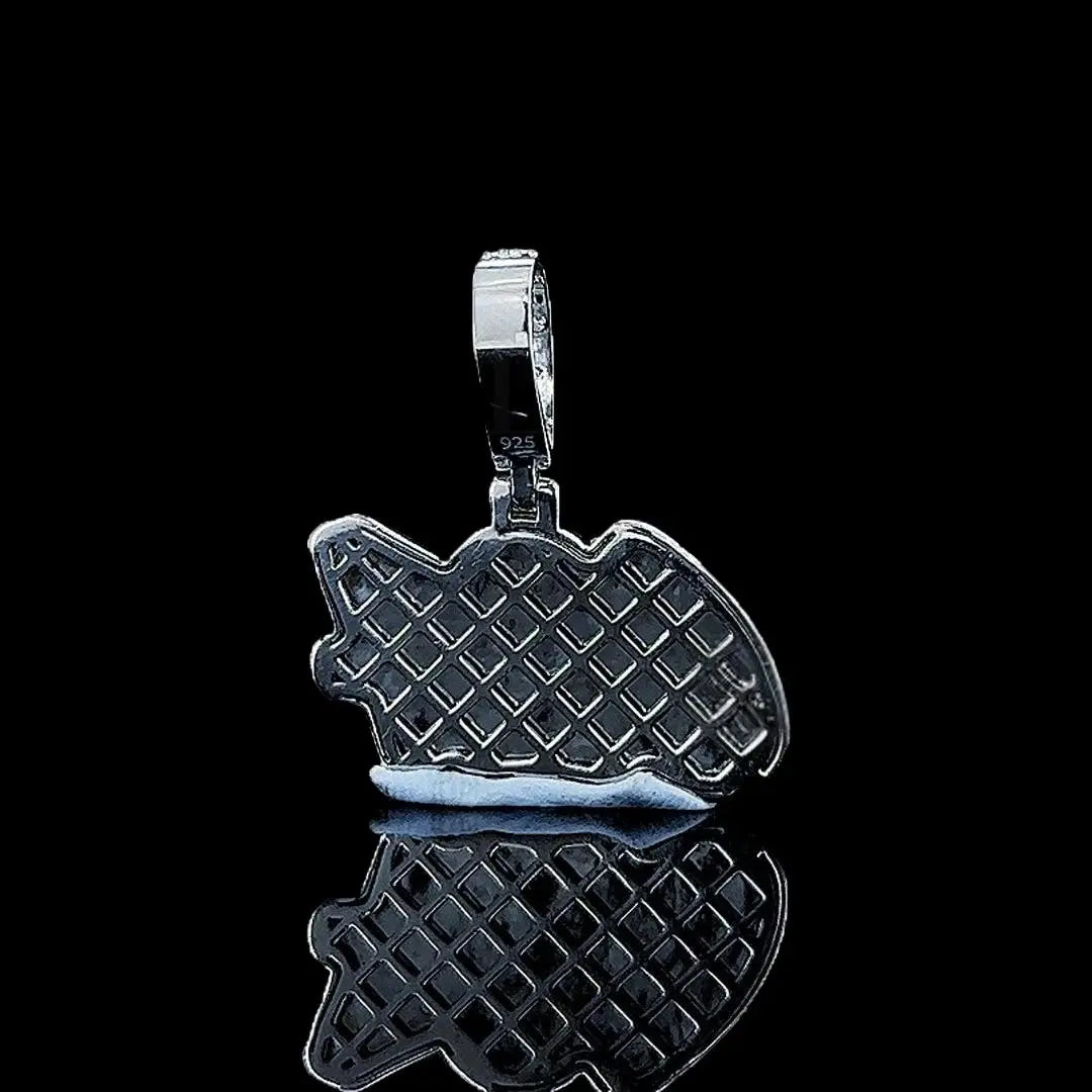 627 Iced Number Moissanite Pendant in 925 Sterling Silver Back Side View