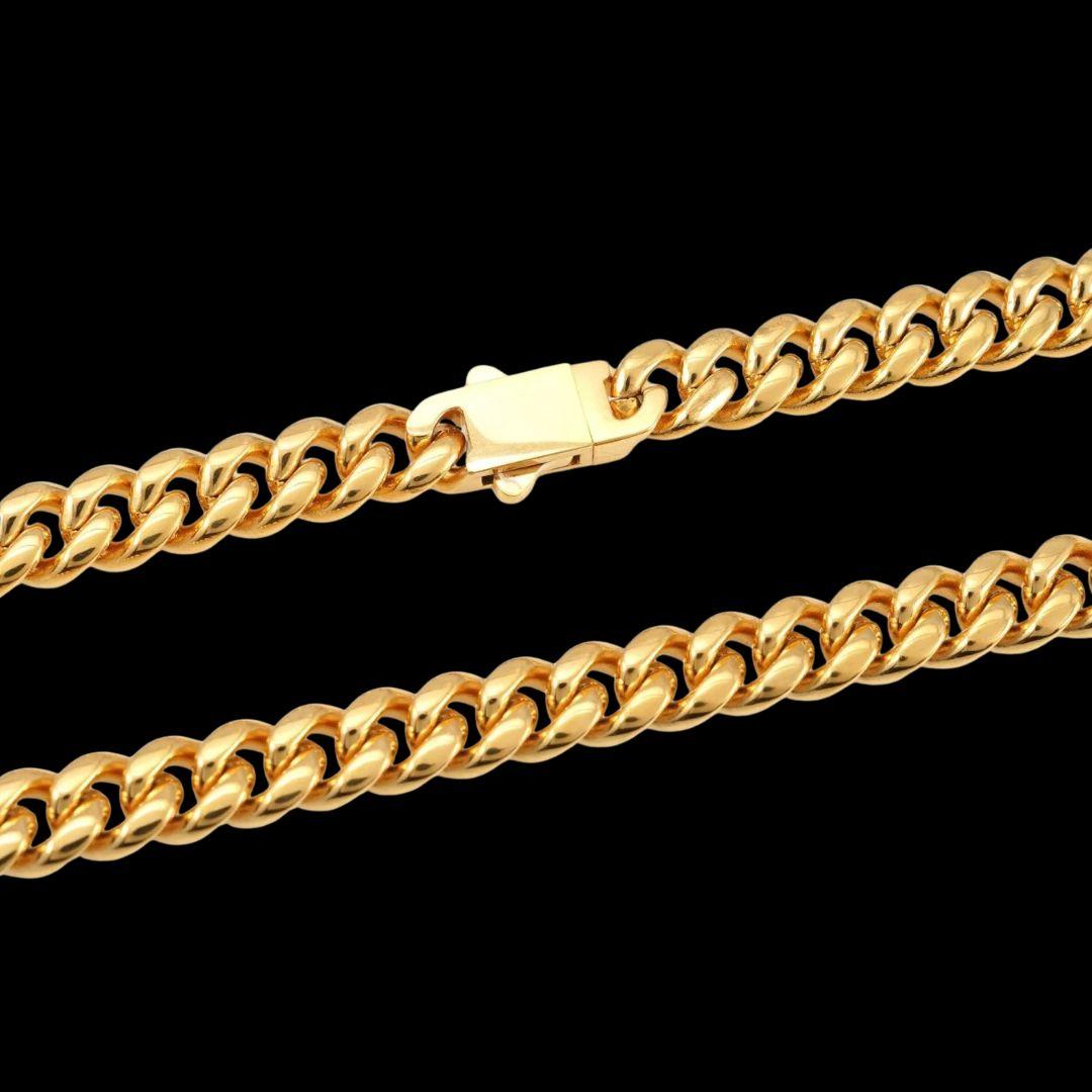 6MM 14K Gold Cuban Link Chain and Bracelet Set Clasp View