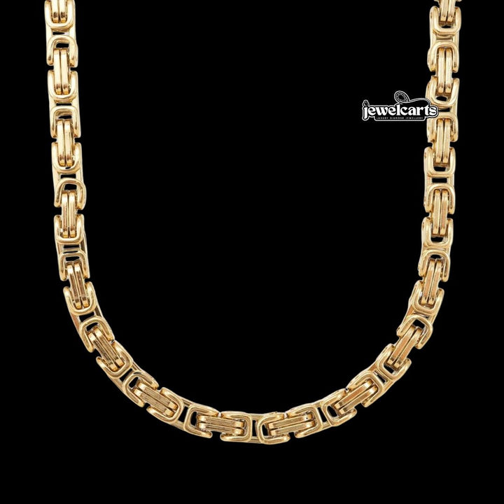 6MM 14K Yellow Gold Byzantine Chain Front View