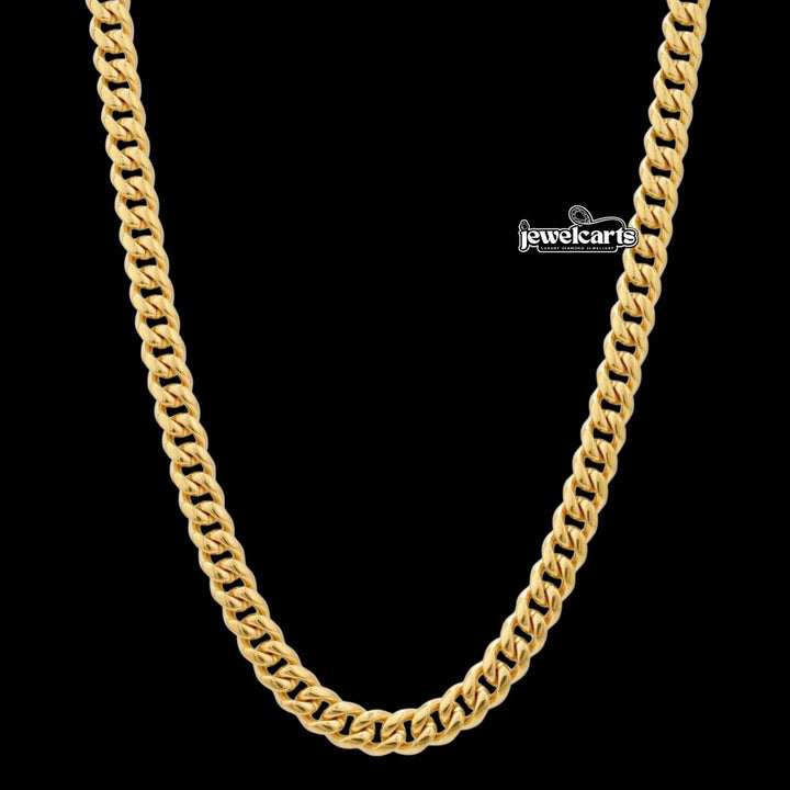 6MM 14K Yellow Gold Cuban Link Chain Front View