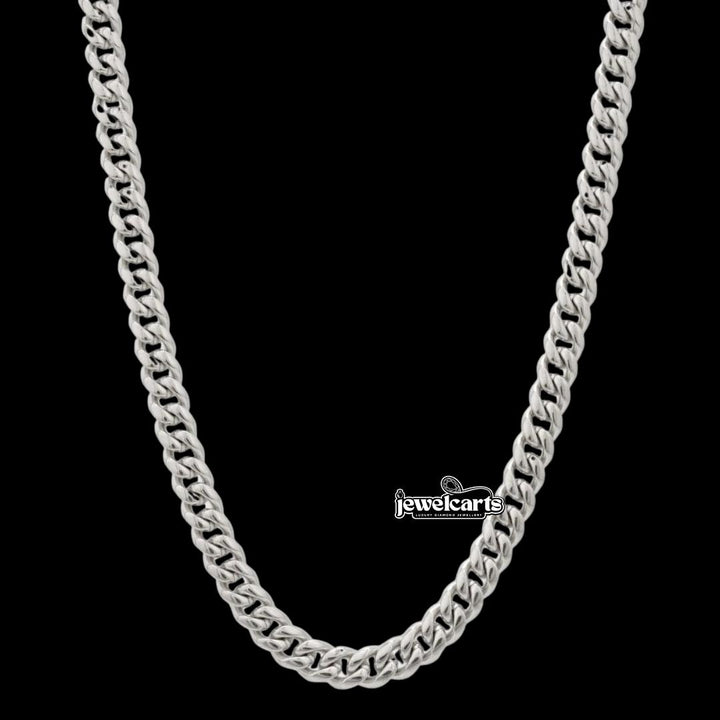 6MM Cuban Link Chain Solid 925 Silver Front View