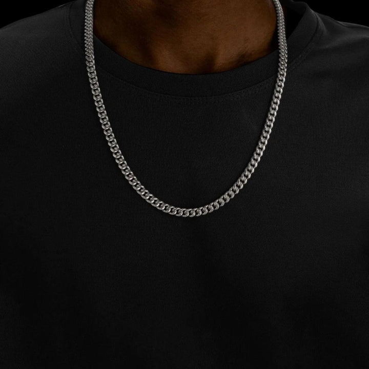 6MM Cuban Link Chain Solid 925 Silver Neck View 