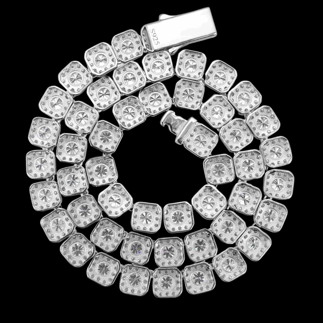 10MM VVS Moissanite Tennis Necklace in Sterling Silver