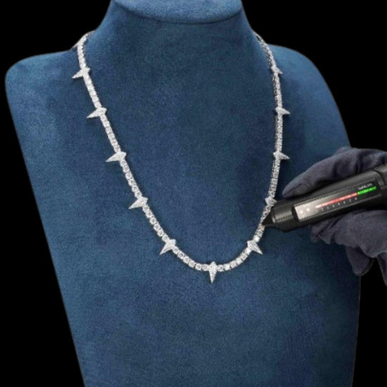 4MM Moissanite Spiked Tennis Chain 14K Gold
