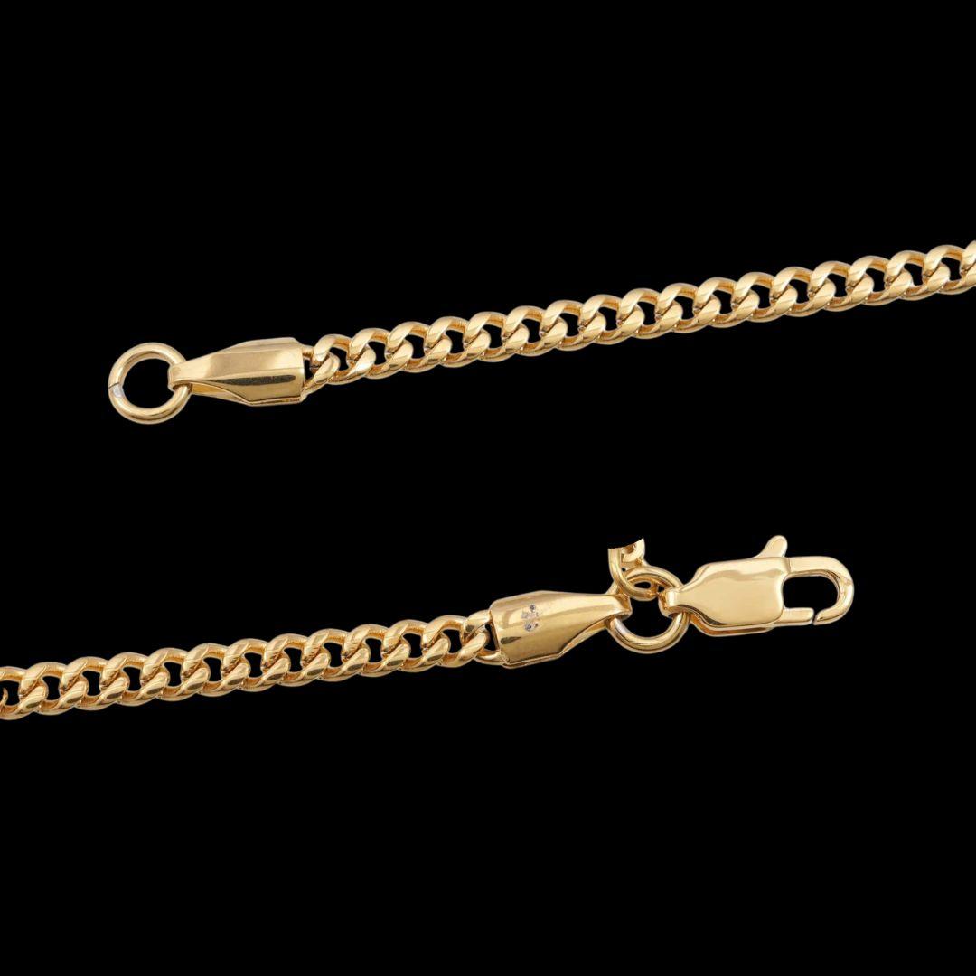 3mm Cuban Link Chain and Bracelet Set in Gold