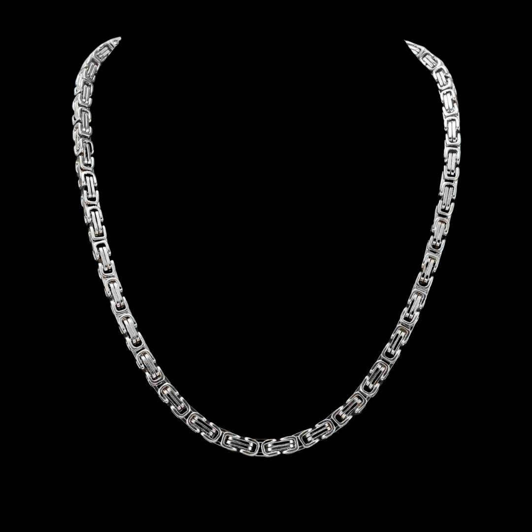 6mm Byzantine Chain in 925 Sterling Silver Close Up View