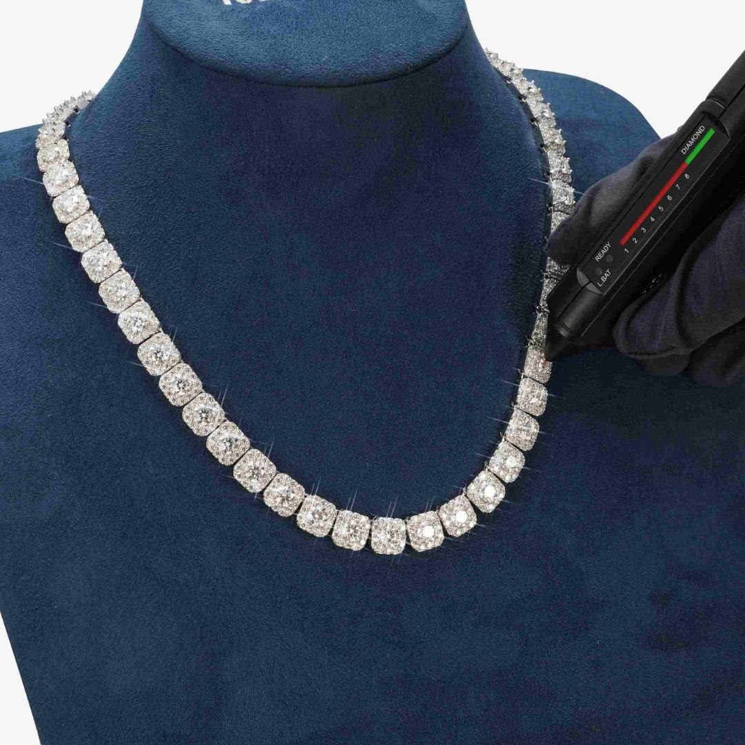 10MM VVS Moissanite Tennis Necklace in Sterling Silver