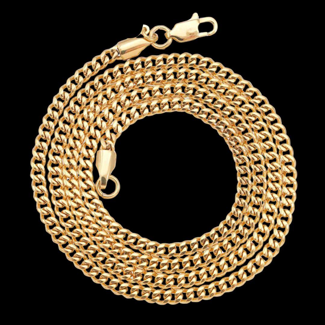 3mm Cuban Link Chain and Bracelet Set in Gold