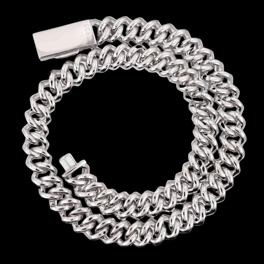 15MM 4-Row Moissanite Cuban Link Chain 14K Gold
