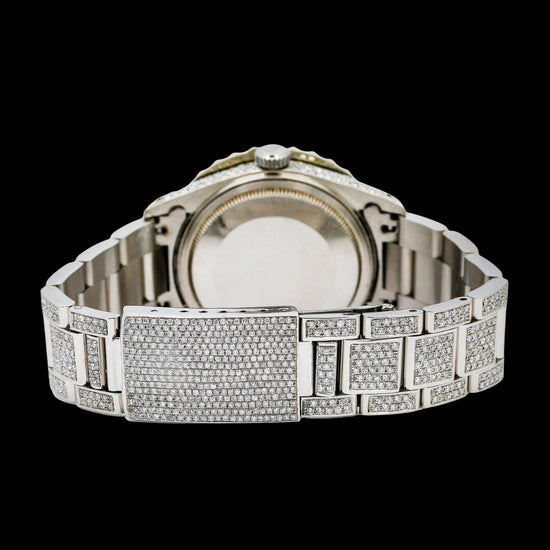 Rolex Datejust Ocean Blue Dial Diamond Markers Fully Iced Out Oyster Bracelet Moissanite Watch