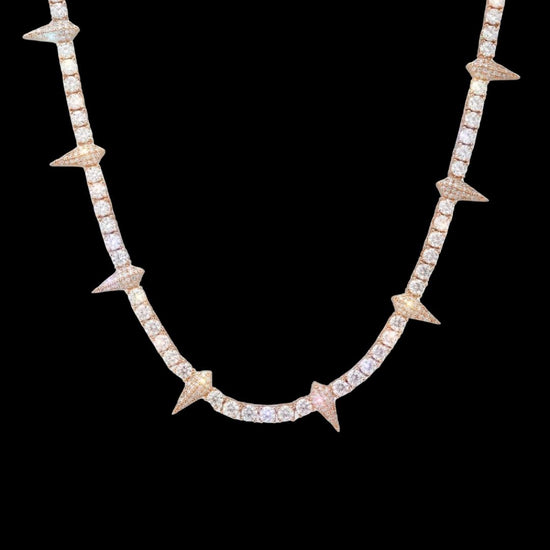 4MM Moissanite Spiked Tennis Chain 14K Gold