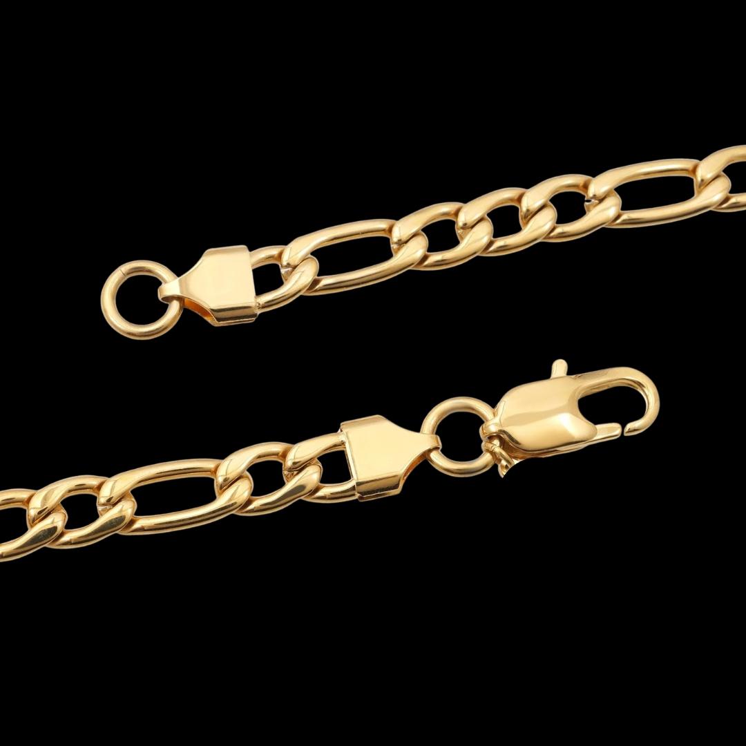7mm Figaro Chain in 14K Yellow Gold Clasp View