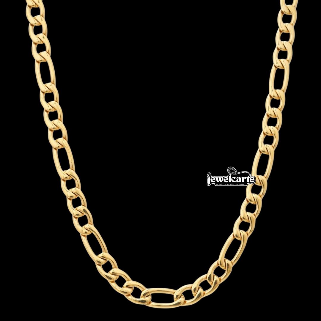 7mm Figaro Chain in 14K Yellow Gold Front View
