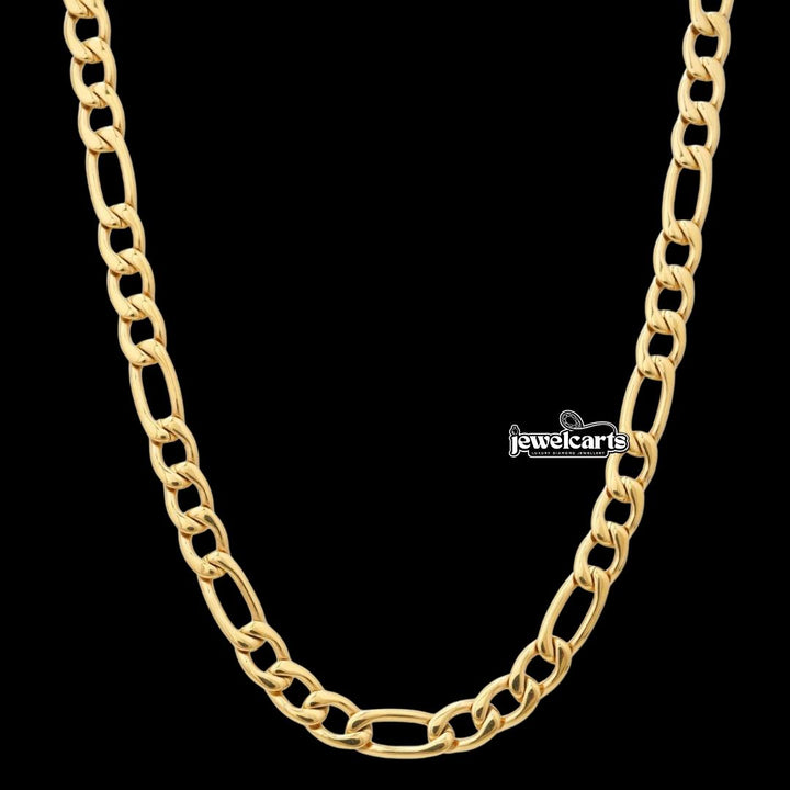 7mm Figaro Chain in 14K Yellow Gold Front View