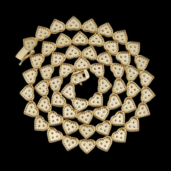 8.5mm Iced Out Heart Cluster Tennis Chain in 14K Gold Back View
