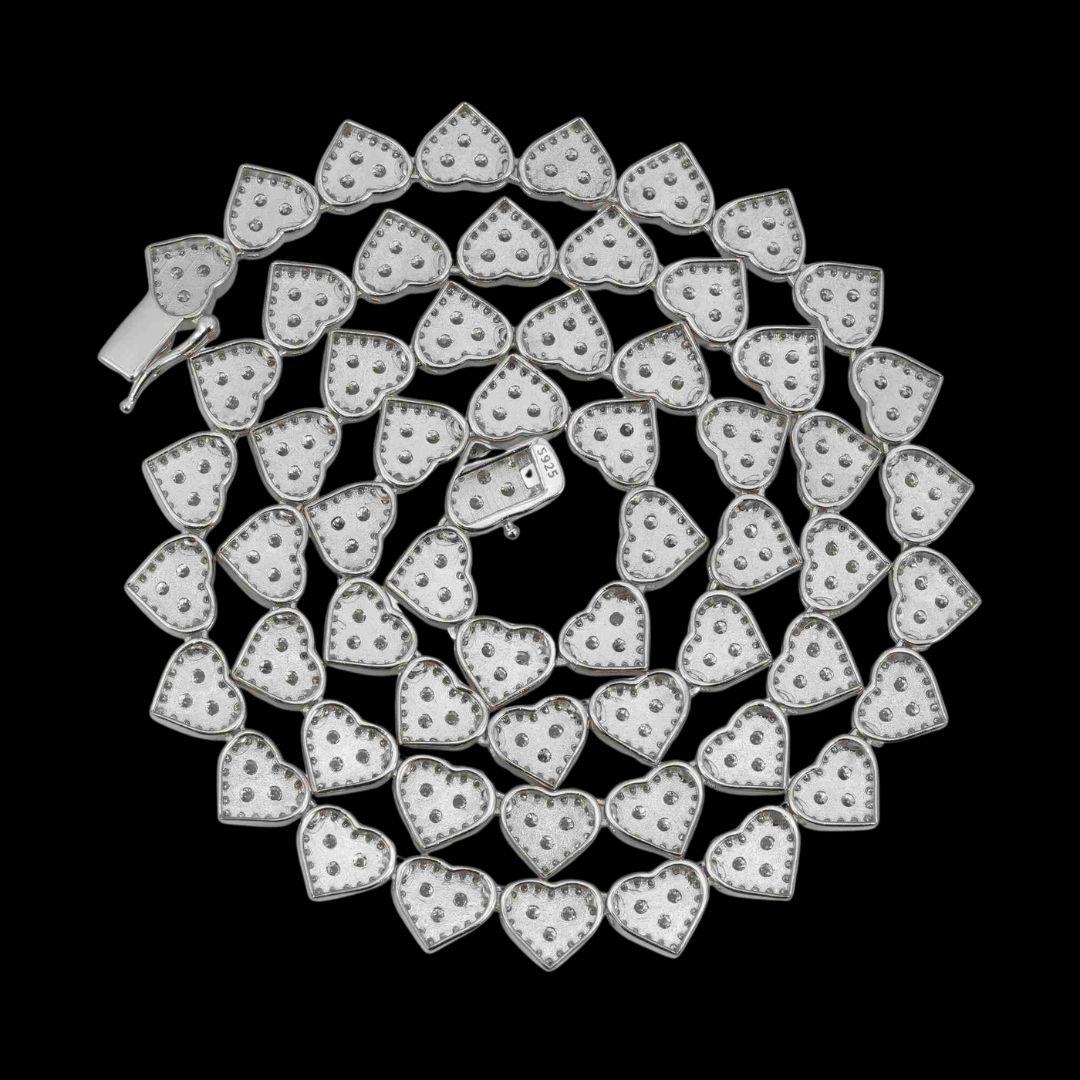 8.5mm Iced Out Heart Cluster Tennis Chain in 14K White Gold Back View