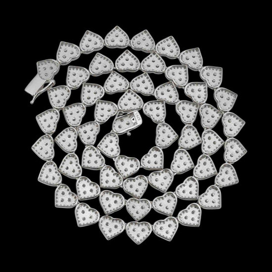 8.5mm Iced Out Heart Cluster Tennis Chain in 14K White Gold Back View