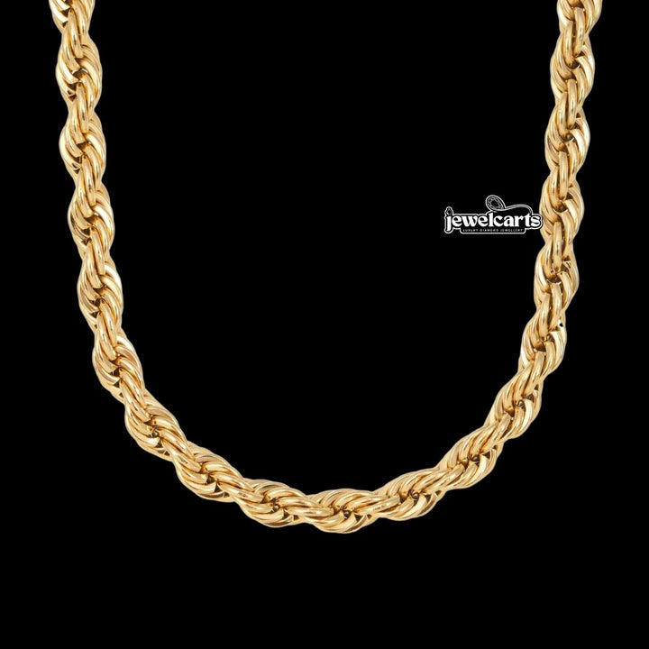 8MM 14K Yellow Gold Rope Link Necklace Front View