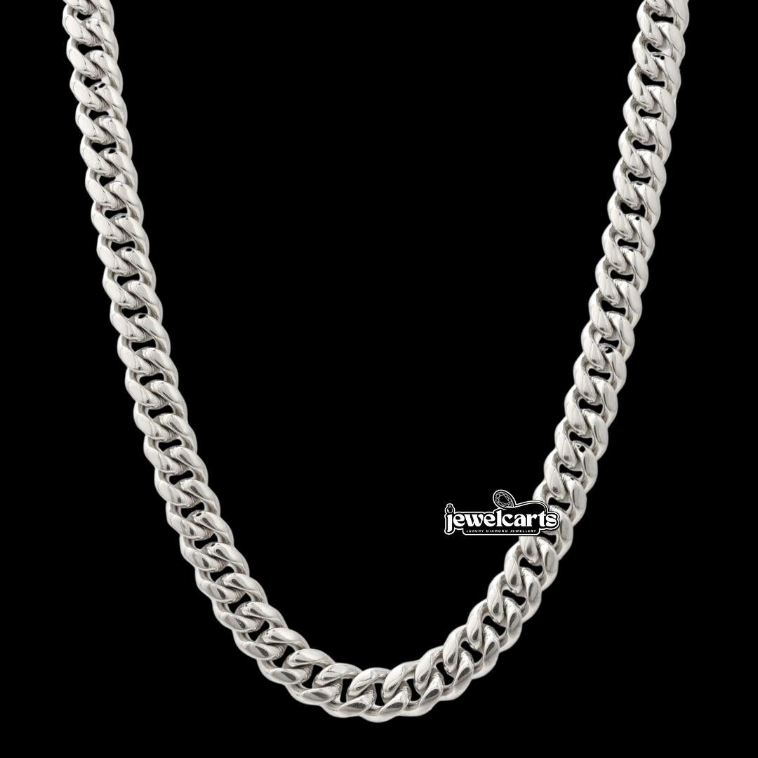 8MM 925 Sterling Silver Cuban Link Chain Front View
