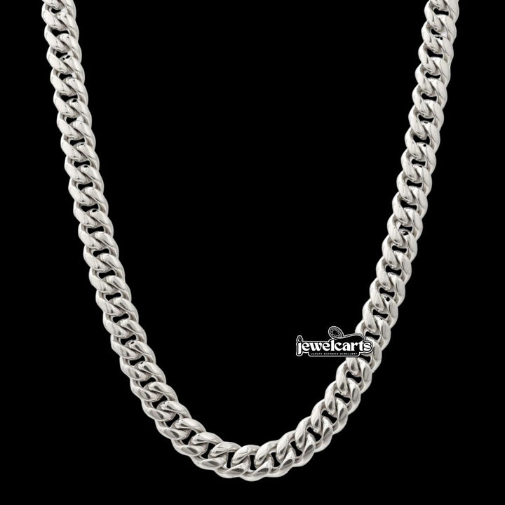 8MM 925 Sterling Silver Cuban Link Chain Front View