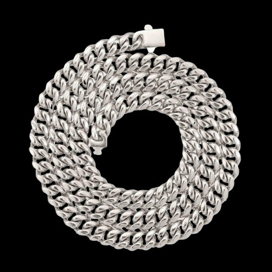8MM 925 Sterling Silver Cuban Link Chain Full Close Up View