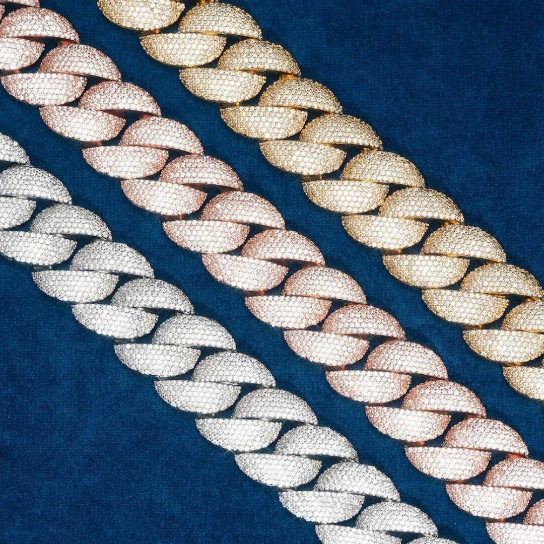 22MM Moissanite 6-Row Miami Cuban Link Chain 14K Gold