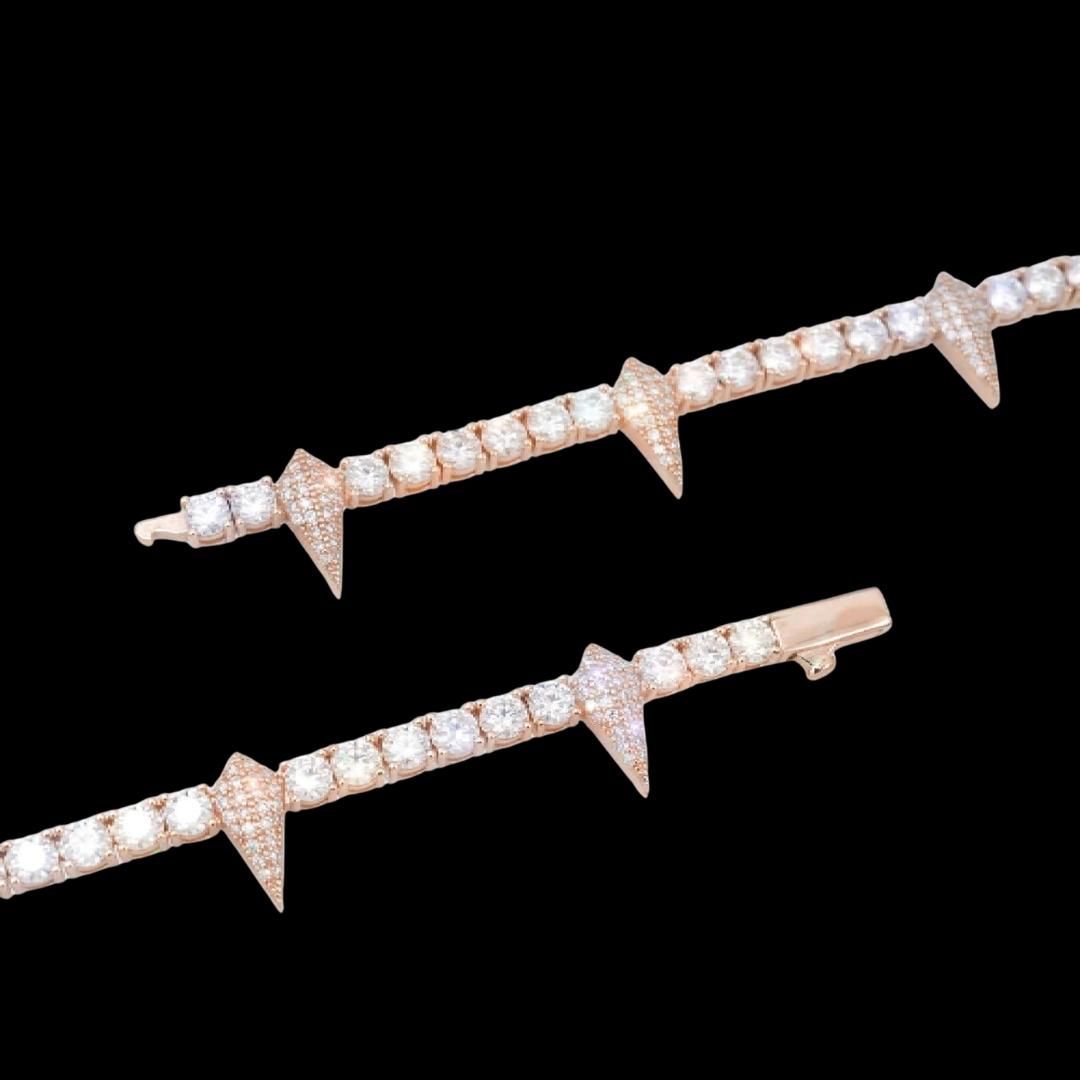 4MM Moissanite Spiked Tennis Chain 14K Gold