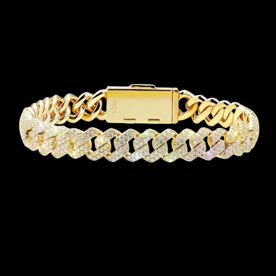 10MM Moissanite Cuban Link Chain and Bracelet Set