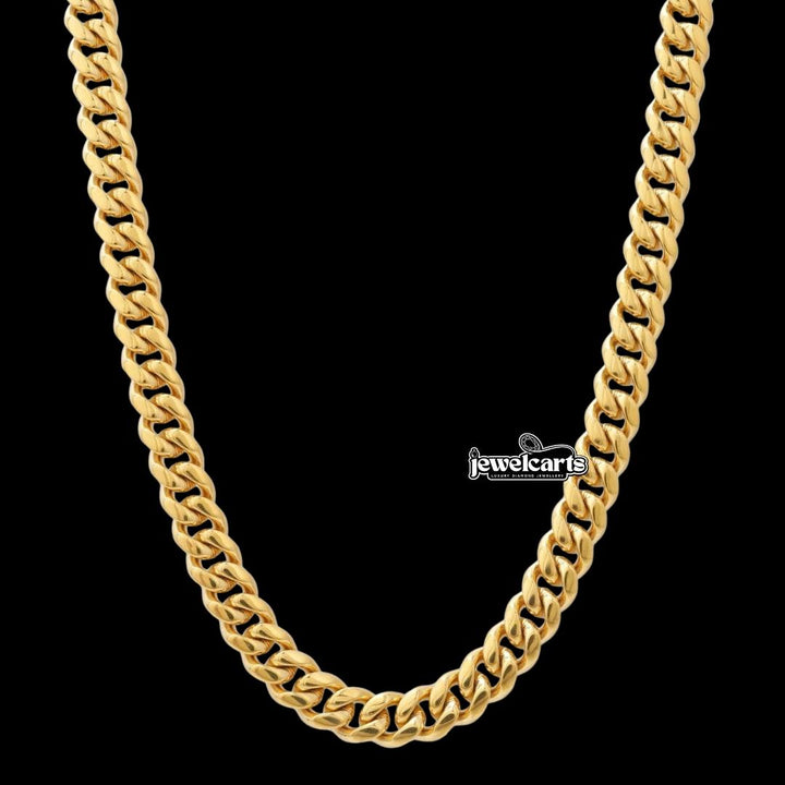 8mm Cuban Link Chain in 14K Yellow Gold Front View