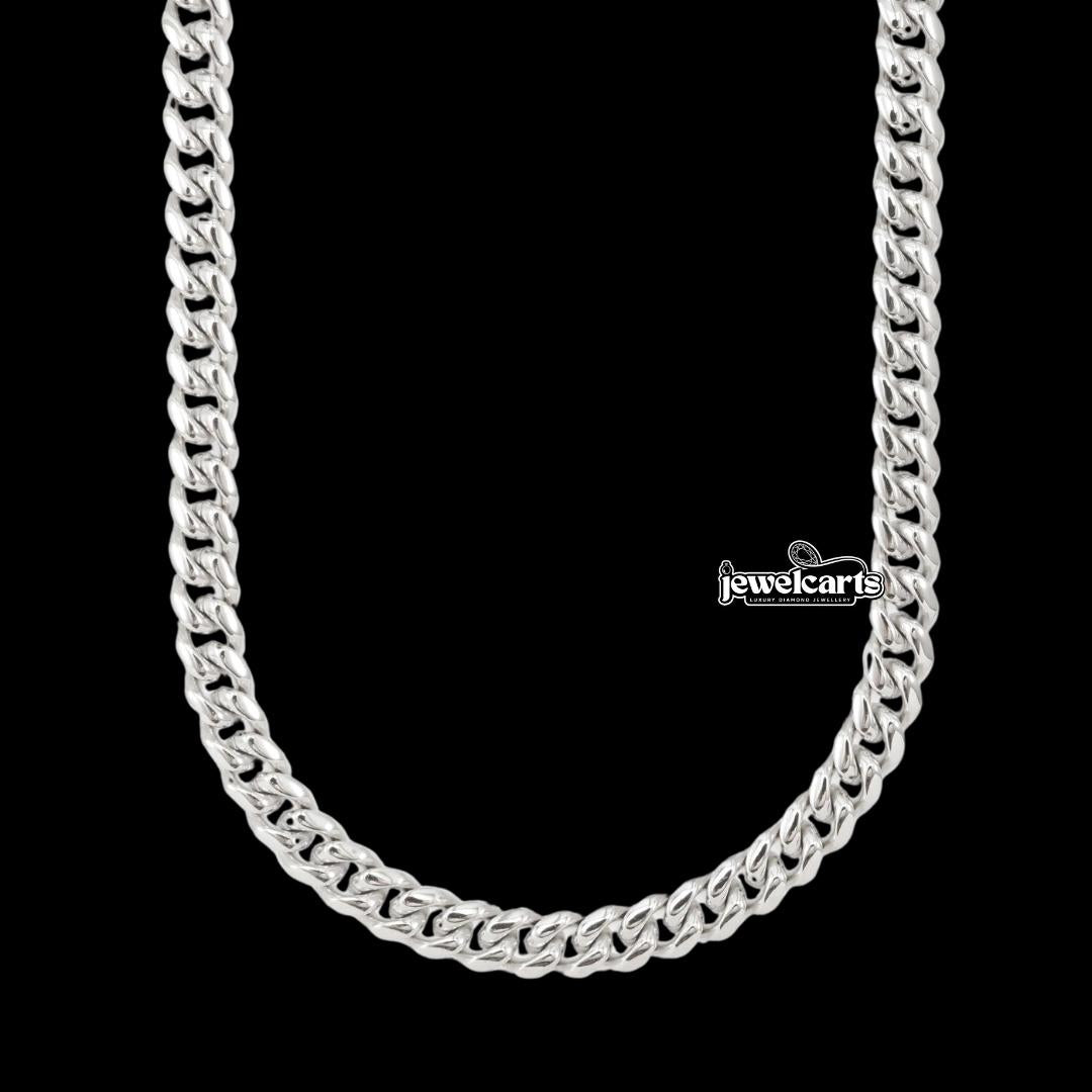 8mm Cuban Link Chain in 925 Sterling Silver Front View
