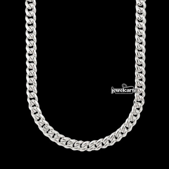 8mm Cuban Link Chain in 925 Sterling Silver Front View