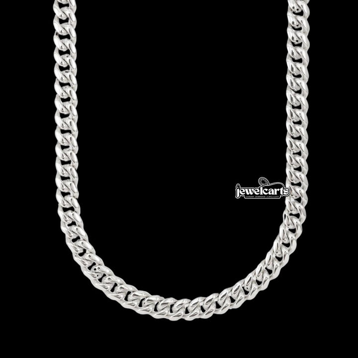 8mm Cuban Link Chain in 925 Sterling Silver Front View