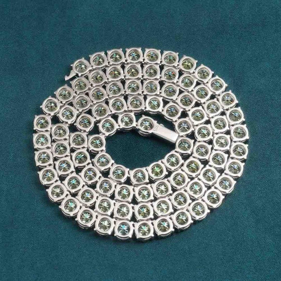 9.1 CT Round Moissanite Tennis Necklace in 14K White Gold Back Side View