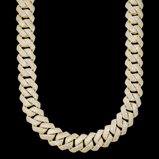 15MM 4-Row Moissanite Cuban Link Chain 14K Gold