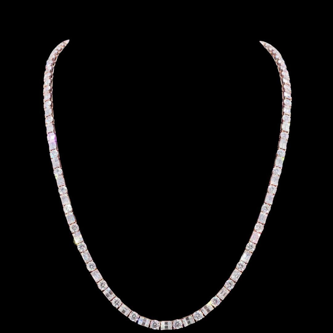 5MM Hybrid Cut Moissanite Tennis Chain 14K Gold