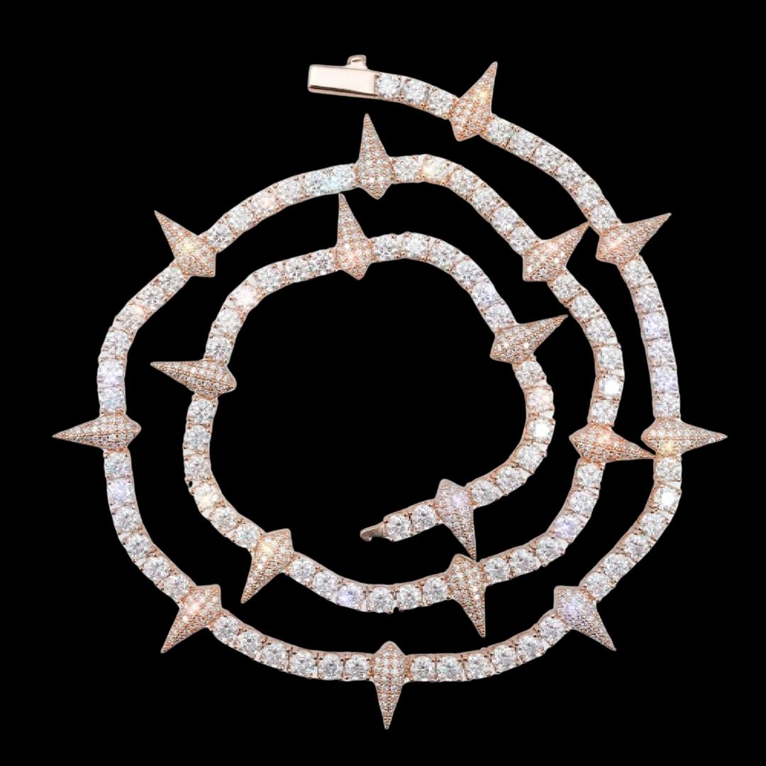 4MM Moissanite Spiked Tennis Chain 14K Gold