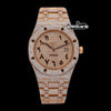 AP Royal Oak Arabic Dial Diamond Bezel Fully Iced Out Rose Gold Moissanite Watch