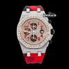 AP Royal Oak Offshore Chronograph Dial Red Standard Numerals Red Camo Rubber Strap Semi Iced Out Watch