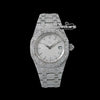 AP Royal Oak White Dial White Stick Markers Fully Iced Out Moissanite Watch