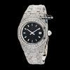 AP Royal Oak White Stick Markers Black Dial Fully Iced Out Moissanite Watch